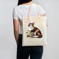 Womens Girls Books I Do What I Want Calico Cat Lover Canvas Tote Bag