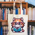 Adorable Book Lover Maine Coon Cat With Reading Glasses Cute Canvas Tote Bag Adorable Book Lover Maine Coon Cat With Reading Glasses Cute Canvas Tote Bag