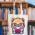 Adorable Book Lover Persian Cat With Reading Glasses Cute Canvas Tote Bag