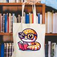 Adorable Book Lover Rattlesnake With Reading Glasses Cute Canvas Tote Bag Adorable Book Lover Rattlesnake With Reading Glasses Cute Canvas Tote Bag