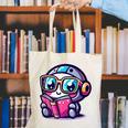 Adorable Book Lover Robot With Reading Glasses Cute Canvas Tote Bag