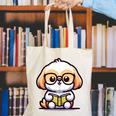 Adorable Book Lover Shih Tzu With Reading Glasses Cute Canvas Tote Bag