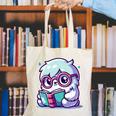 Adorable Book Lover Yeti With Reading Glasses Cute Canvas Tote Bag