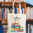 Adorable Donkey With Heart Sitting On Colorful Book Stack Canvas Tote Bag Adorable Donkey With Heart Sitting On Colorful Book Stack Canvas Tote Bag