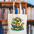Alligator Reading a Book Animal Canvas Tote Bag