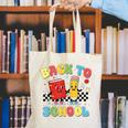 Back To School Checkered Book Pencil Groovy Teacher Student Canvas Tote Bag