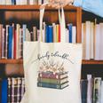 Barely Tolerable Book Lover Floral Quote Pride And Prejudice Canvas Tote Bag