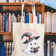 Boo Ghost Books Coquette Bow Halloween Women School Teacher Canvas Tote Bag