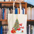 Book Christmas Tree Bookworm Gingerbread Man Snowman Reading Canvas Tote Bag