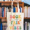 Book Fair Vibes Groovy Retro School Reading Nostalgic Canvas Tote Bag