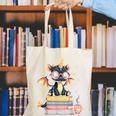 Book Lover Chibi Dragon With Big Red Glasses Bookworm Canvas Tote Bag