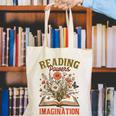 Book Lover Reading Bookish Floral Reading Powers Imagination Canvas Tote Bag
