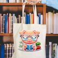Book Lover Reading Pig Canvas Tote Bag