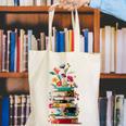 Book Stack With Flowers Reading Lover Bookish Canvas Tote Bag