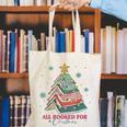 All Booked For Christmas Book Christmas Tree Lights Bookish Canvas Tote Bag