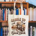 Bookish Retro Western Cowgirl Texas Book Lover Novel Reader Canvas Tote Bag