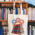 Books Fireworks 4th Of July Bookworm Patriotic Reader Canvas Tote Bag