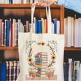 Books Geek Sunflower Floral Cute Vintage Books Reader Lover Canvas Tote Bag