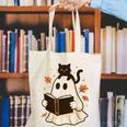 Books Ghost Reading Book Halloween Library Cat Fall Canvas Tote Bag