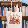 Books Are My Love Language Teddy Bear Book Lovers Valentine Canvas Tote Bag