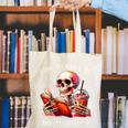 I Like My Books Spicy And My Coffee Icy Skeleton Canvas Tote Bag