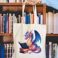 Bookworm Book Lover Women Girls Dragon Reading Canvas Tote Bag