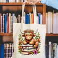 Bookworm Cute Highland Cow Reading Book Canvas Tote Bag