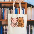 Capybara Axolotl Kawaii Kids Anime Book Lover Reading Canvas Tote Bag Capybara Axolotl Kawaii Kids Anime Book Lover Reading Canvas Tote Bag