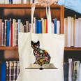 Cat Book Flowers Canvas Tote Bag
