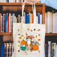 Cat Fall In Love With Reading Book Lover Autumn Canvas Tote Bag