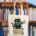 Cat Reading Book Canvas Tote Bag Cat Reading Book Canvas Tote Bag