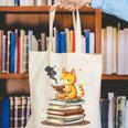 Cat Reading Books Canvas Tote Bag