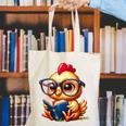 Chicken Reading a Book Farm Animal Chick Canvas Tote Bag Chicken Reading a Book Farm Animal Chick Canvas Tote Bag