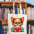 Chihuahua Reading a Book Dog Canvas Tote Bag