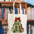 Christmas Book Tree Coquette Bow Xmas Reading Librarian Girl Canvas Tote Bag