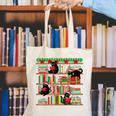 Christmas Cat Santa Bookshelves Book Lover Reader Canvas Tote Bag