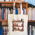 Christmas Cats Bookshelf Gingerbread Canvas Tote Bag