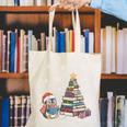 Christmas A Penguin Reading Book Snowflake Cocoa Hot Teacher Canvas Tote Bag