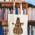 Christmas Snowman Made Of Books Holiday Reading Xmas Canvas Tote Bag