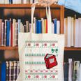 I Closed My Book To Be Here Ugly Christmas Sweater Canvas Tote Bag