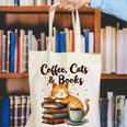Coffee Cats And Books Lover For Women & Girls Coffee Canvas Tote Bag