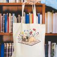 Color Floral Cute Pug Dog On Book Reading Bookworm Reader Canvas Tote Bag
