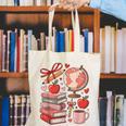 Coquette Teacher School Supplies Bows Books Globe Apple Cute Canvas Tote Bag