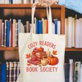Cozy Readers Book Society Teacher Reading Floral Pumpkin Tee Canvas Tote Bag