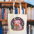 Cute Axolotl Reading Books Cozy Night Aesthetic Canvas Tote Bag