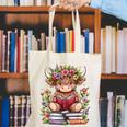 Cute Baby Highland Cow With Reading Book Bookworm Canvas Tote Bag