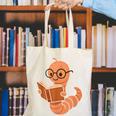 Cute Bookworm Worm Reading Book Glasses Nerdy Canvas Tote Bag