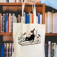 Cute Cat Flower Garden Book Kitty Reading Floral Men Women Girls Kids Canvas Tote Bag Cute Cat Flower Garden Book Kitty Reading Floral Men Women Girls Kids Canvas Tote Bag