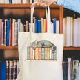 Cute Cat Sleeping On Books Canvas Tote Bag