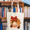 Cute Christmas Books Gingerbread Xmas Book Lover Teacher Canvas Tote Bag